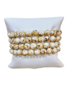 Bracelet Howlite Coquillage Pierres Rondes 8mm