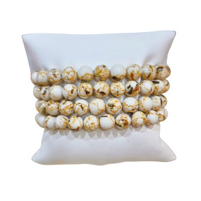 Bracelet Howlite Coquillage Pierres Rondes 8mm