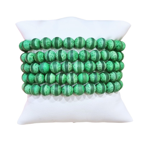 Bracelet Agate du Tibet Mate Pierres Rondes 8mm