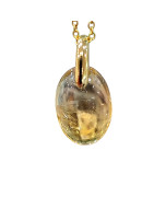 Pendentif Citrine Ovale avec Chaîne Acier Plaqué Or