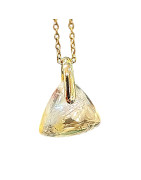 Pendentif Citrine Triangle avec Chaîne Acier Plaqué Or