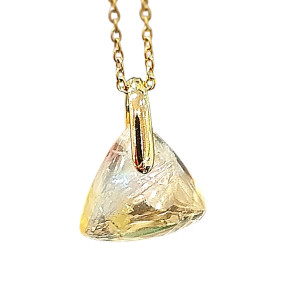 Pendentif Citrine Triangle avec Chaîne Acier Plaquée Or