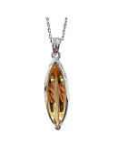 Pendentif Citrine Navette avec Chaîne Argent 925