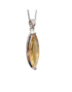 Pendentif Citrine Navette avec Chaîne Argent 925