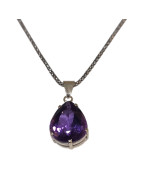Pendentif Améthyste Facettée avec Chaîne Argent 925