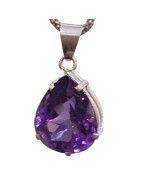 Pendentif Améthyste Facettée avec Chaîne Argent 925