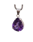 Pendentif Améthyste Facettée avec Chaîne Argent 925
