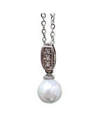 Pendentif Perle d'Eau douce Argent 925 avec Chaîne Acier