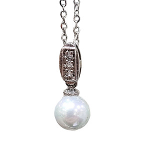 Pendentif Perle d'Eau douce Argent 925 avec Chaîne Acier