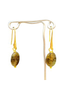 Boucles Labradorite Goutte Acier Plaqué Or