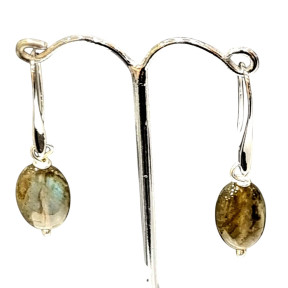 Boucles Labradorite Goutte Acier