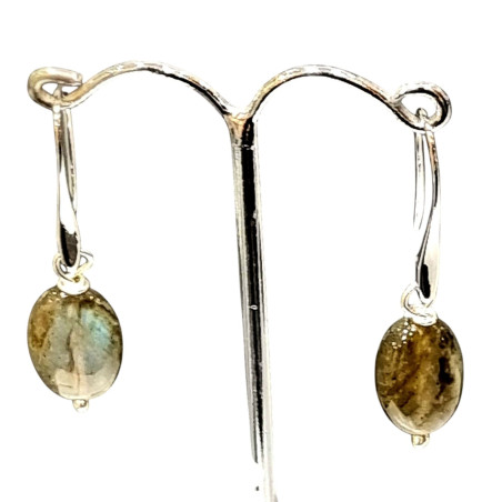 Boucles Labradorite Goutte Acier