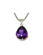 Pendentif Améthyste Facettée avec Chaîne Argent 925
