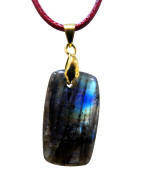 Pendentif Labradorite Rectangle sur Cordon Réglable