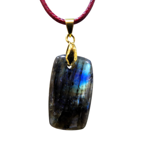 Pendentif Labradorite Rectangle sur Cordon Réglable