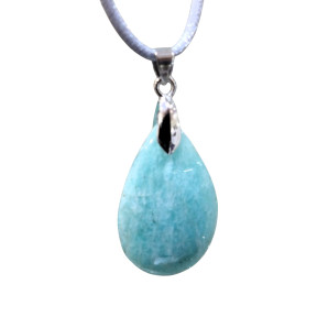 Pendentif Amazonite Goutte sur Cordon Réglable