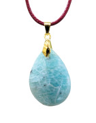 Pendentif Amazonite Goutte sur Cordon Réglable