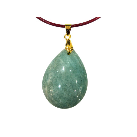 Pendentif Amazonite Goutte sur Cordon Réglable