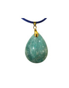 Pendentif Amazonite Goutte sur Cordon Réglable