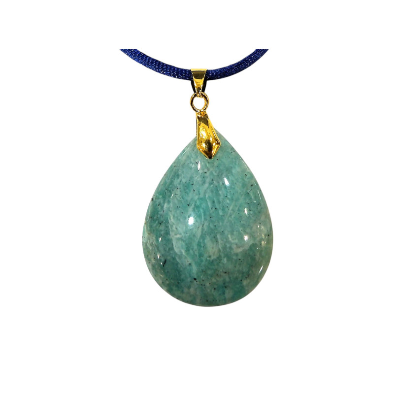 Pendentif Amazonite Goutte sur Cordon Réglable