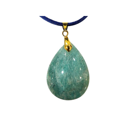 Pendentif Amazonite Goutte sur Cordon Réglable