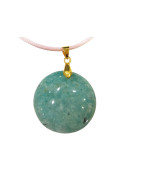 Pendentif Amazonite Rond sur Cordon Réglable