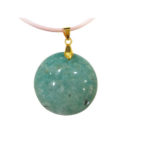 Pendentif Amazonite Rond sur Cordon Réglable