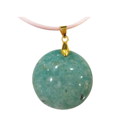 Pendentif Amazonite Rond sur Cordon Réglable