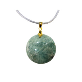 Pendentif Amazonite Rond sur Cordon Réglable