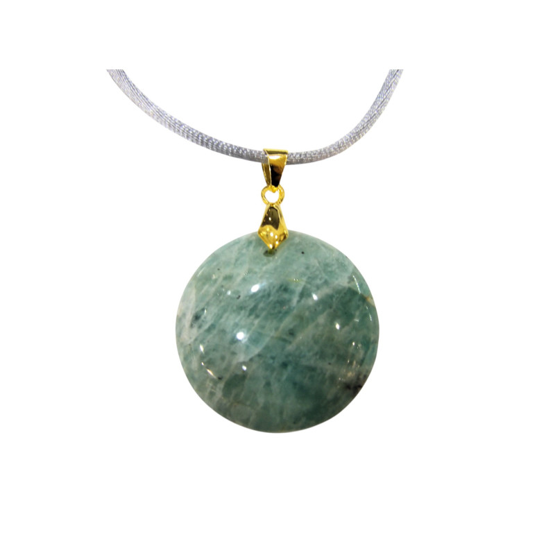 Pendentif Amazonite Rond sur Cordon Réglable