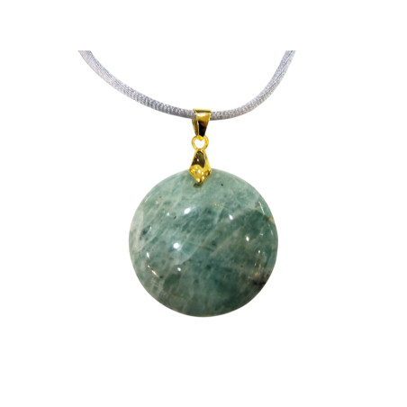Pendentif Amazonite Rond sur Cordon Réglable