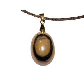 Pendentif Jaspe Ovale sur Cordon Réglable