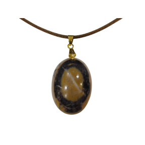 Pendentif Jaspe Ovale sur Cordon Réglable