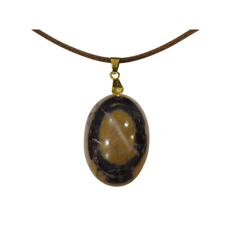 Pendentif Jaspe Ovale sur Cordon Réglable