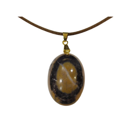 Pendentif Jaspe Ovale sur Cordon Réglable