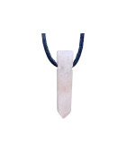 Pendentif Quartz Rose Pointe sur Cordon Réglable
