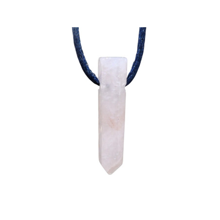Pendentif Quartz Rose Pointe sur Cordon Réglable