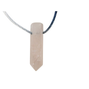 Pendentif Quartz Rose Pointe sur Cordon Réglable