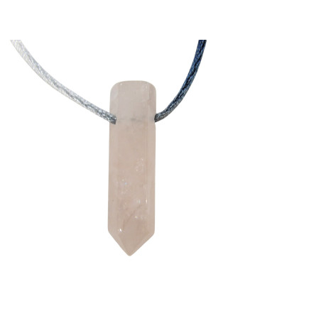 Pendentif Quartz Rose Pointe sur Cordon Réglable