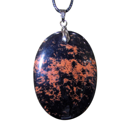 Pendentif Obsidienne Acajou sur Cordon réglable