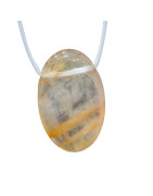 Pendentif Quartz Hématoïde Ovale sur Cordon Réglable