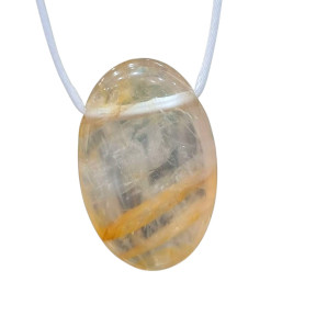 Pendentif Quartz Hématoïde Ovale sur Cordon Réglable