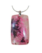 Pendentif Quartz Rhodonite Rectangle sur Chaîne Acier