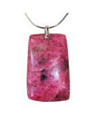 Pendentif Rhodochrosite Rectangle sur Chaîne Acier