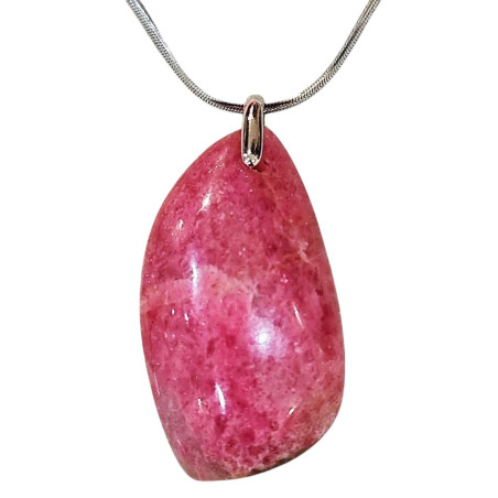 Pendentif Rhodochrosite sur Chaîne Acier