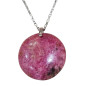 Pendentif Rhodochrosite Rond sur Chaîne Acier