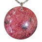 Pendentif Rhodochrosite Rond sur Chaîne Acier