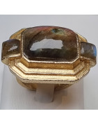 Bague Labradorite Niiki PARIS bronze plaqué or Taille réglable