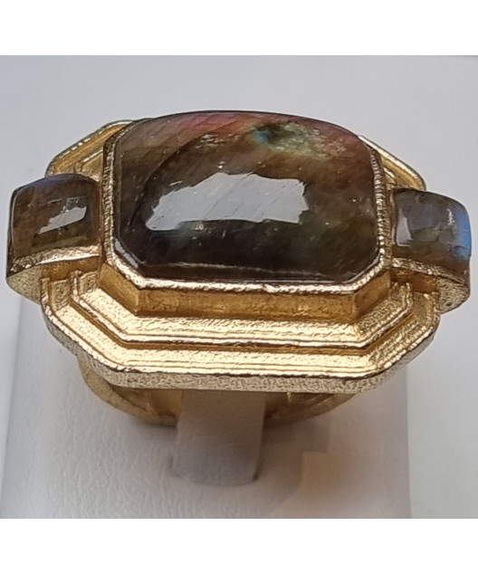 Bague Labradorite Nikki bronze plaqué or Taille réglable