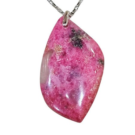 Pendentif Rhodochrosite sur Chaîne Acier